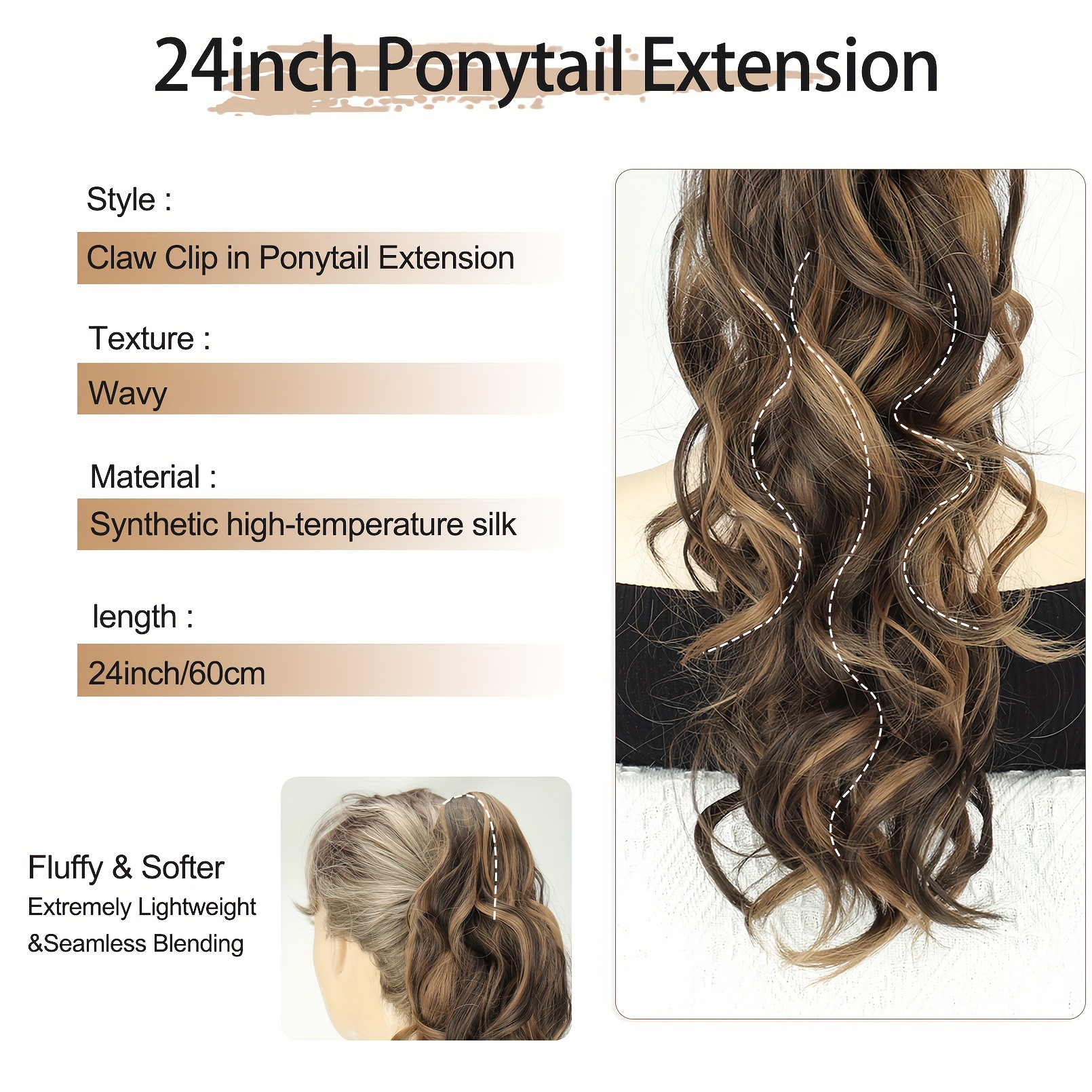 Cauda de caballo transfronteriza captura clips rolling wig