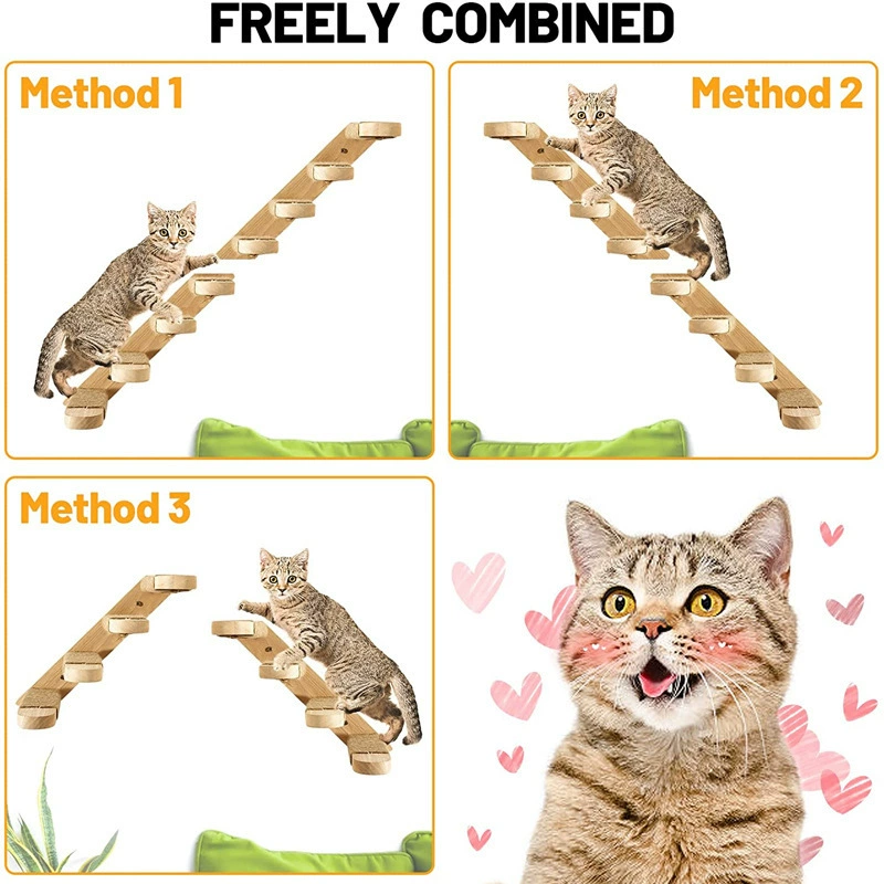 Трансграничная деревянная кошка лазает по лестнице, скалолазание по массивному дереву, скалолазание, скалолазание, игрушка деревянная домашняя игрушка, сизаль кошка прыгает на платформе