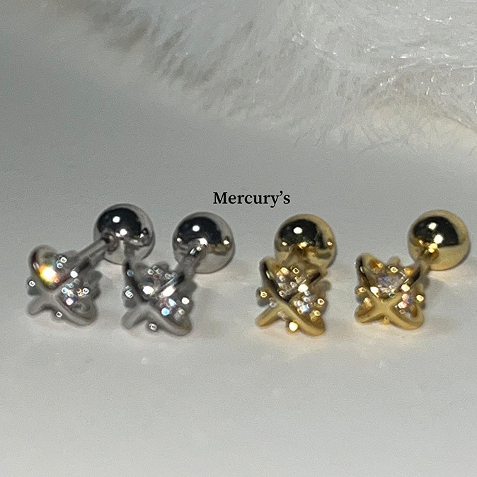 Mercurys Universe Planet Ear Nail Raising Ear Holes Flash Drill Ear Nail Gold Silver Screw Earrings