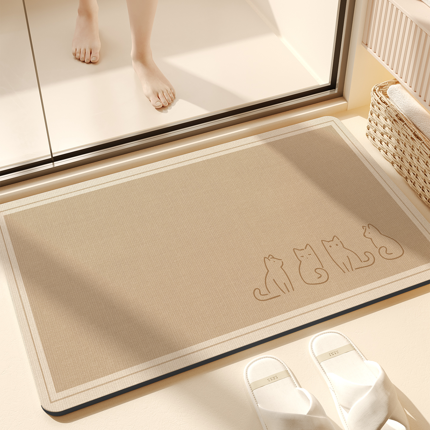 Simple Cartoon Bathroom Floor Mat Diatom Mud Absorbent Mat Bathroom Door Non-Slip Foot Mat Toilet Household Stain-Resistant