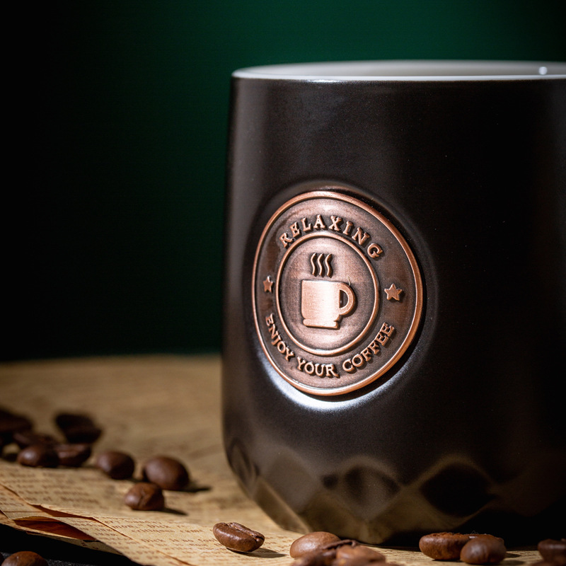 Taza de bronce original, taza de cerámica, taza de café, juego de caja de regalo, taza de agua, LOGO impreso