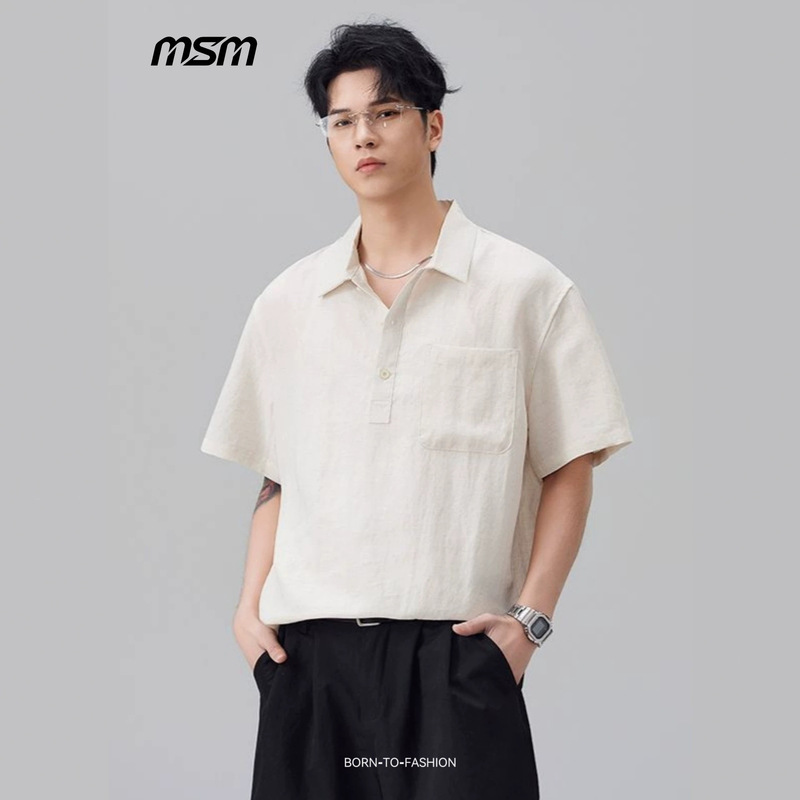 Old Money Style Linen Polo Collar Shirt for Men, New Summer Model, High-Quality Tencel Cool-Touch Short-Sleeve Shirt, Custom-Made for Men