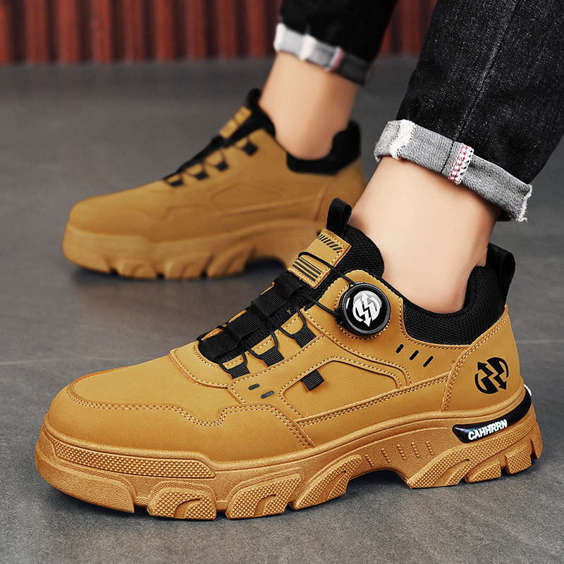 2024 otoño nuevo botón giratorio sin lazos hombre baja zapatos de cuero de moda casual zapatos de hombre de altura