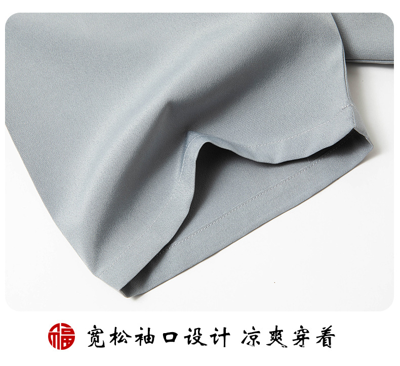 国潮唐装夏季男士短袖套装爸爸中老年薄款汉服中国风休闲短袖衬衫立领详情21