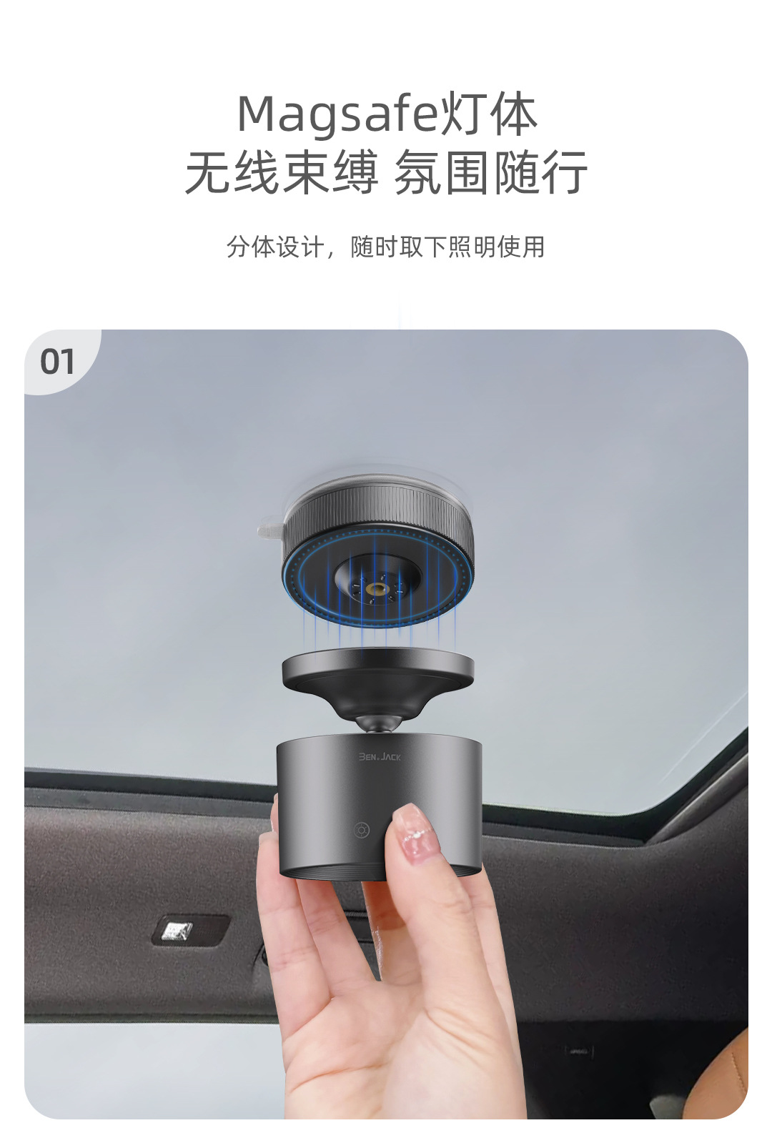 Binny Led Premium Light, a Compact Magnetic Reading Light for the Car, Has Been Integrated with the Mijia App and Is Suitable for Yu7/Su7 Modifications