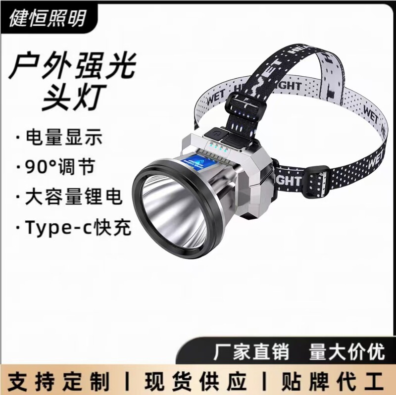 Cross-Border Strong Light Long-Range Rechargeable Head-Mounted Sensor Night Fishing Lamp, Mining Lamp, Outdoor Waterproof Headlamp with Ultra-Long Battery Life