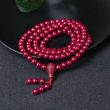 香港代购天然高纯度朱砂108颗佛珠手串女正品本命年手链男紫金砂