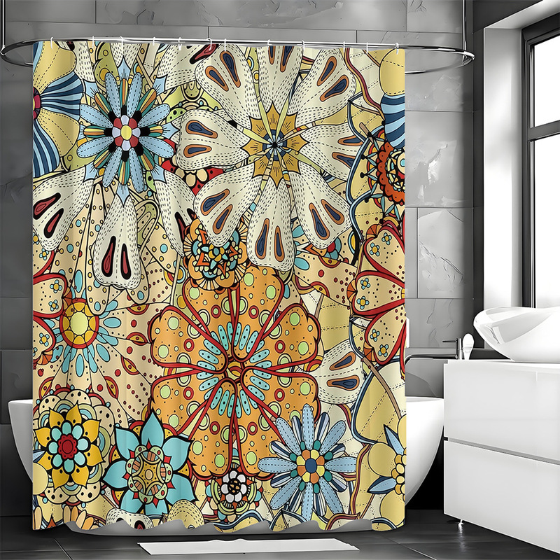 Amazon Cross-Border E-Commerce Best-Selling Shower Curtains in North America, Europe and the United States, Exquisite Flower Shower Curtains, Essential for Bathroom Decoration
