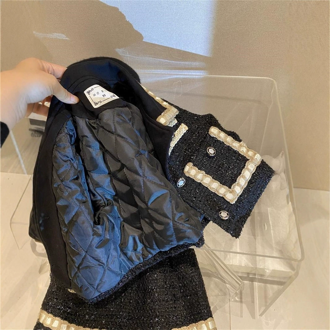 Children's Jacket & Quilted Skirt Set (girl), chanel-style western look, demi-season 90–140 cm