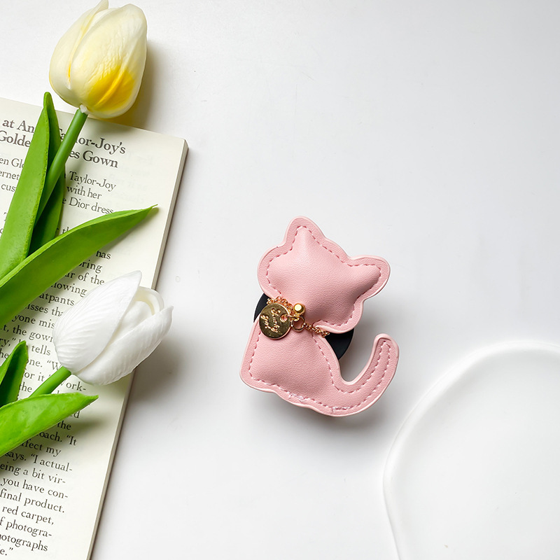 Porta airbag per cellulare in pelle stile gatto adesivo desktop estensibile, stabile e portatile, con un dito di nicchia_voghion.com