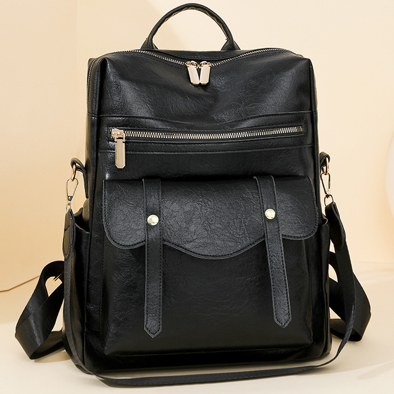 Mochila de PU de mujer retro de nuevo estilo transfronterizo moda de alto valor de gran capacidad paquete de mochila de doble propósito al por mayor