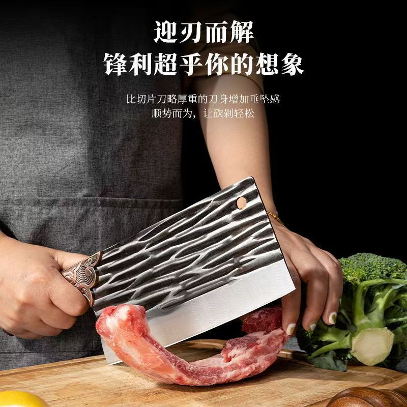 阳江菜刀具跑江湖不锈钢菜刀手工锻打斩切刀锋利斩骨切片刀|undefined