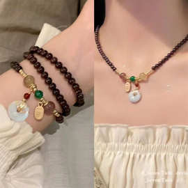 多圈石榴平安扣手链女夏季ins小众设计感复古手饰网红闺蜜项链潮