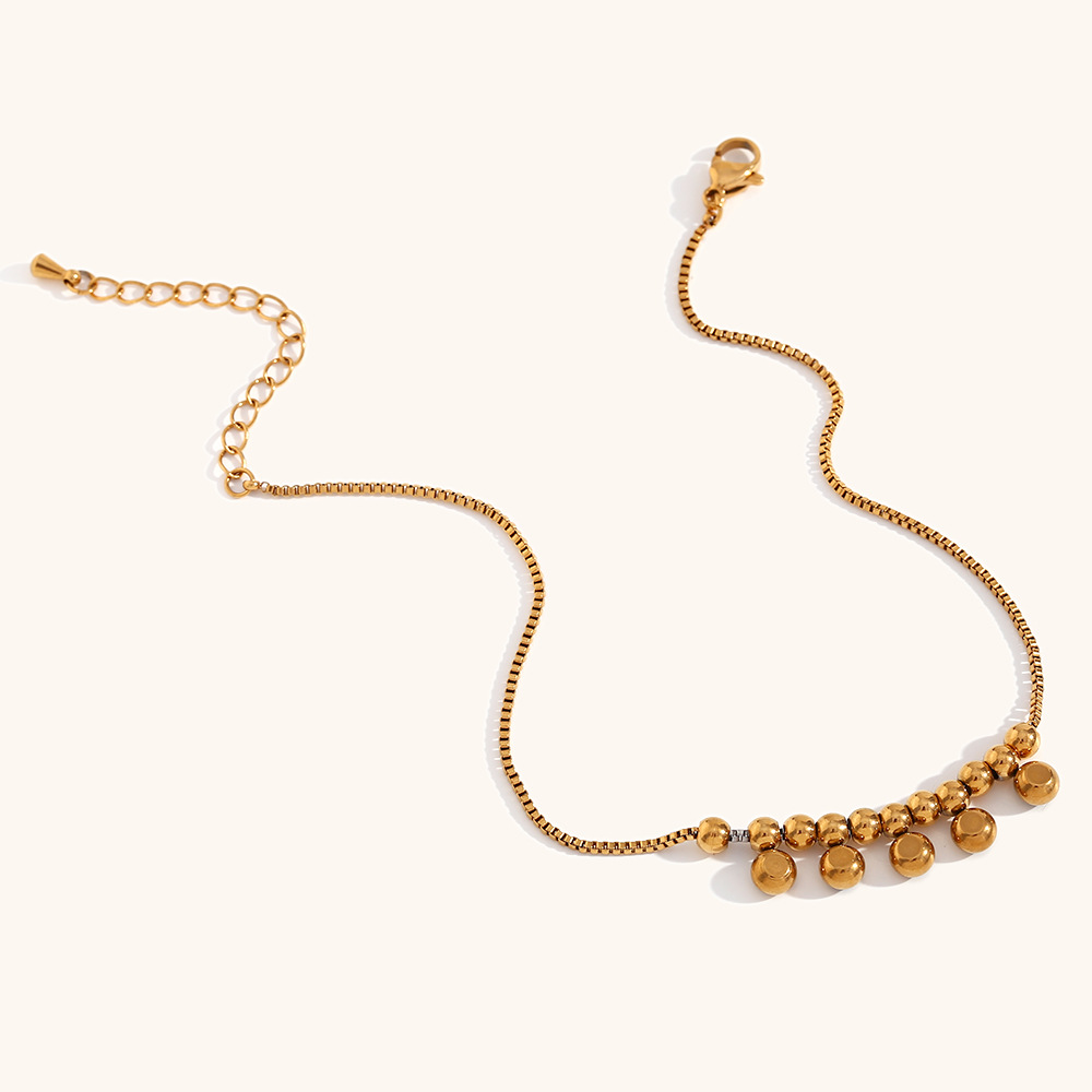 Hot Sale Gold Green Diamond Mop Steel Ball Box Chain Anklet Stainless Steel Plated Foot Ornaments