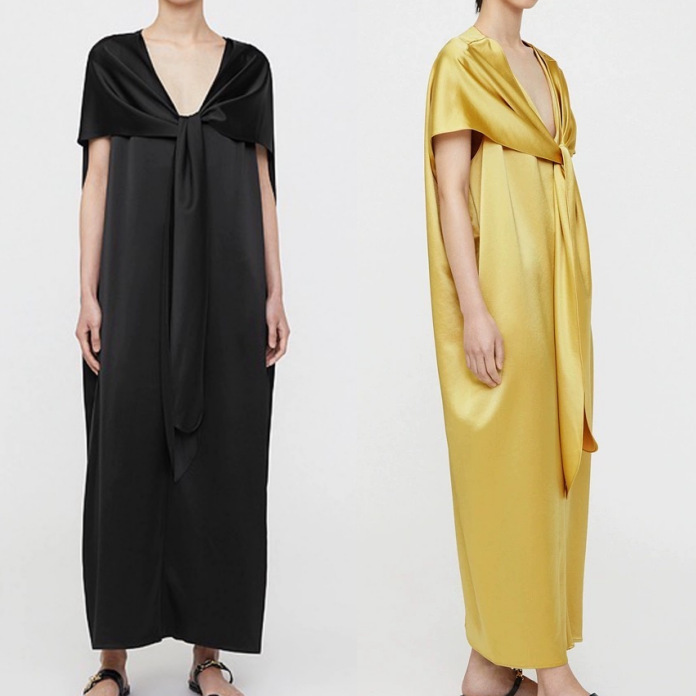 Nordic high-end women's clothing triacetate shawl mid-length dress women's spring and autumn high-grade V-neck dress Nordic high-end women's clothing triacetate shawl mid-length dress women's spring and autumn high-grade V-neck dress