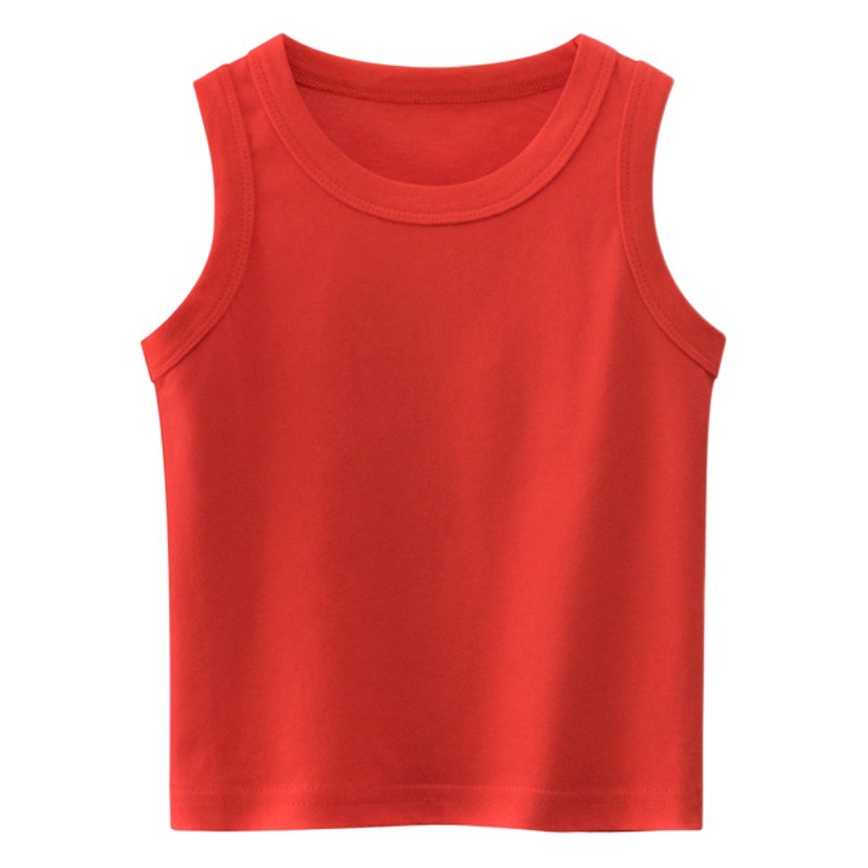 Ropa Infantil Estilo Coreano 27kids, Nuevo Chaleco Infantil de Color Sólido 2025, Camiseta Publicitaria de Verano sin Estampado, Ropa para Niños