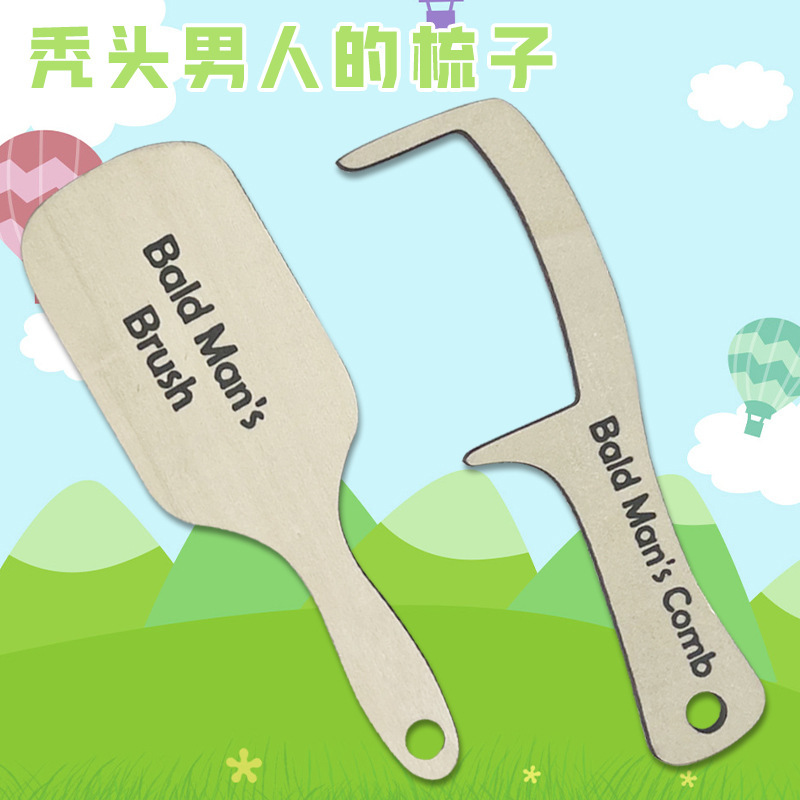 Cross-border New Bald Man Comb Wooden Crafts Funny Gift for Bald Man Creative Gift for Father's Day Cross-border New Bald Man Comb Wooden Crafts Funny Gift for Bald Man Creative Gift for Father's Day