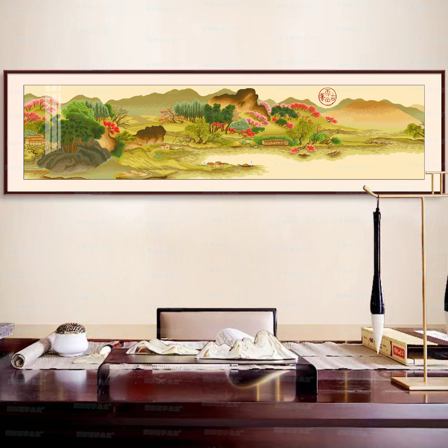 Monalisa Royal punto de cruz Xishan chunxiaotu Sala estar elegante famosa pintura decoración bordado hilo hecho a mano Chino image 1