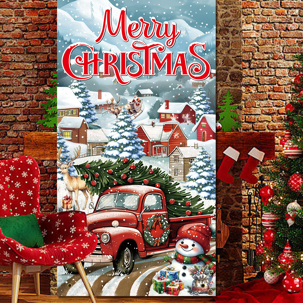 Amazon Navidad cortina de decoración fiesta de Navidad puerta colgante decoración de fondo diseño colgante puerta colgante bandera de la puerta