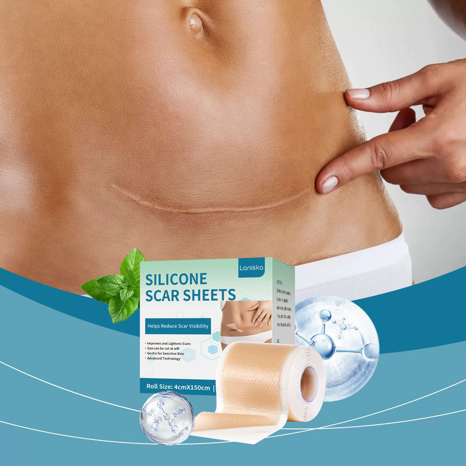 LANISKA Силиконовый пластырь для ухода за кожей ежедневного нежного ухода подходит для кожи тела, гладкий, дышащий, клетчатый, питательный