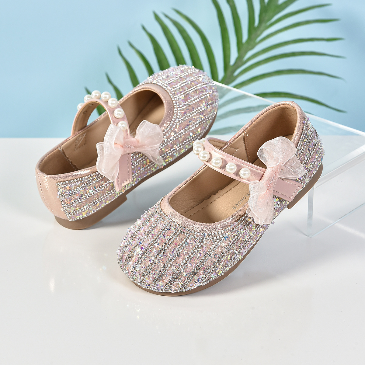 Zapatos de princesa de niñas 2026 primavera y otoño nuevos zapatos de cuero de arco plano para niños zapatos de cristal brillante con suela suave image 8