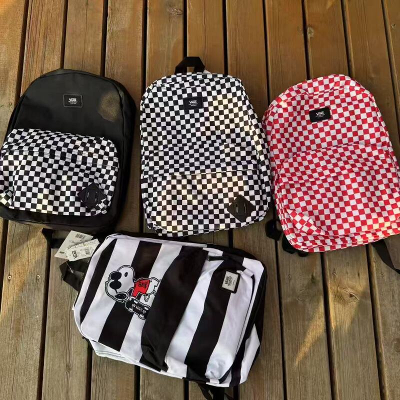 Cross-border trendy casual backpack V@NS, same as in Vans stores, with skateboard logo, couple's backpack, school bag