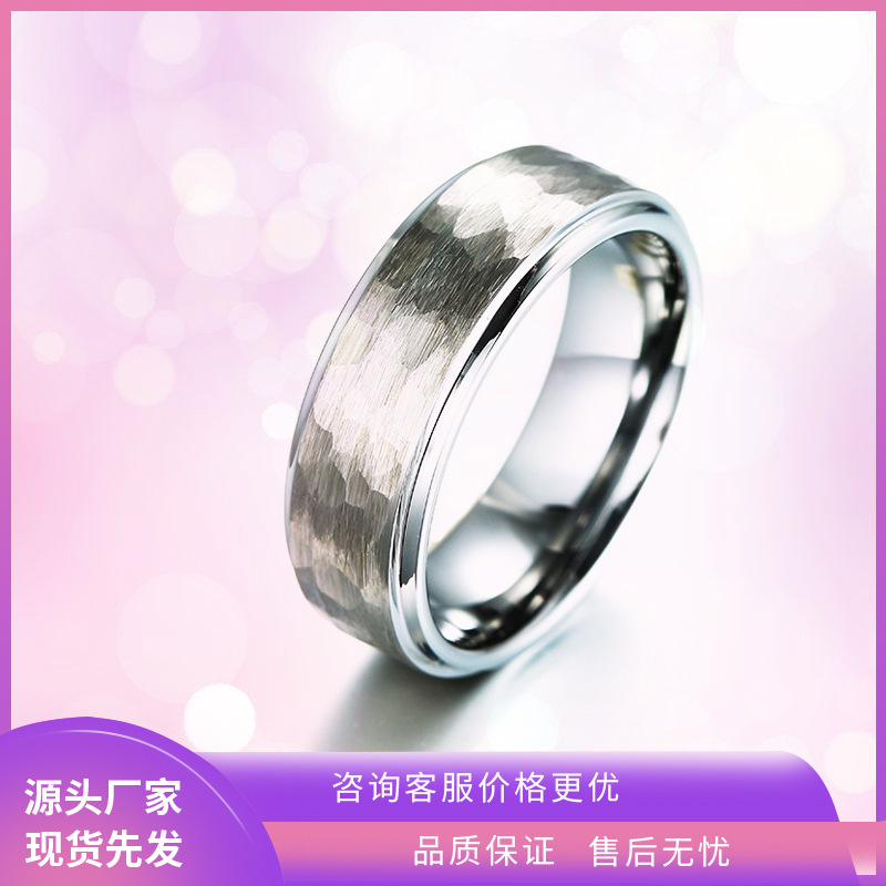 日韩版ins潮男简约钨钢戒指 做旧复古花钨钢纹戒指跨境一件代发