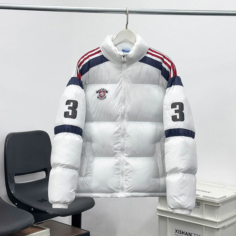 Adidas Trefoil Winter Men's Sports Cotton Jacket with Color-Block Design, Stand-Up Collar, Thickened and Warm Puffer Coat