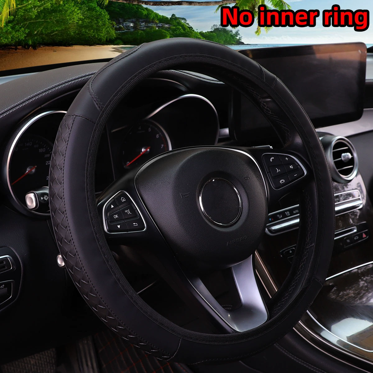 Автомобильный PU тканый кожаный без внутреннего круга рулевое колесо для 14,5-15 дюймов Универсальные автомобильные принадлежности