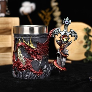 Dungeons and Dragons Cup Creative Dragon Battle Dragon Warrior Mug Creative Monster Dragon Coffee Cup Retro