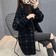 反季清仓大衣水貂绒外套中长款格子毛呢西装领2025春秋外套女新款
