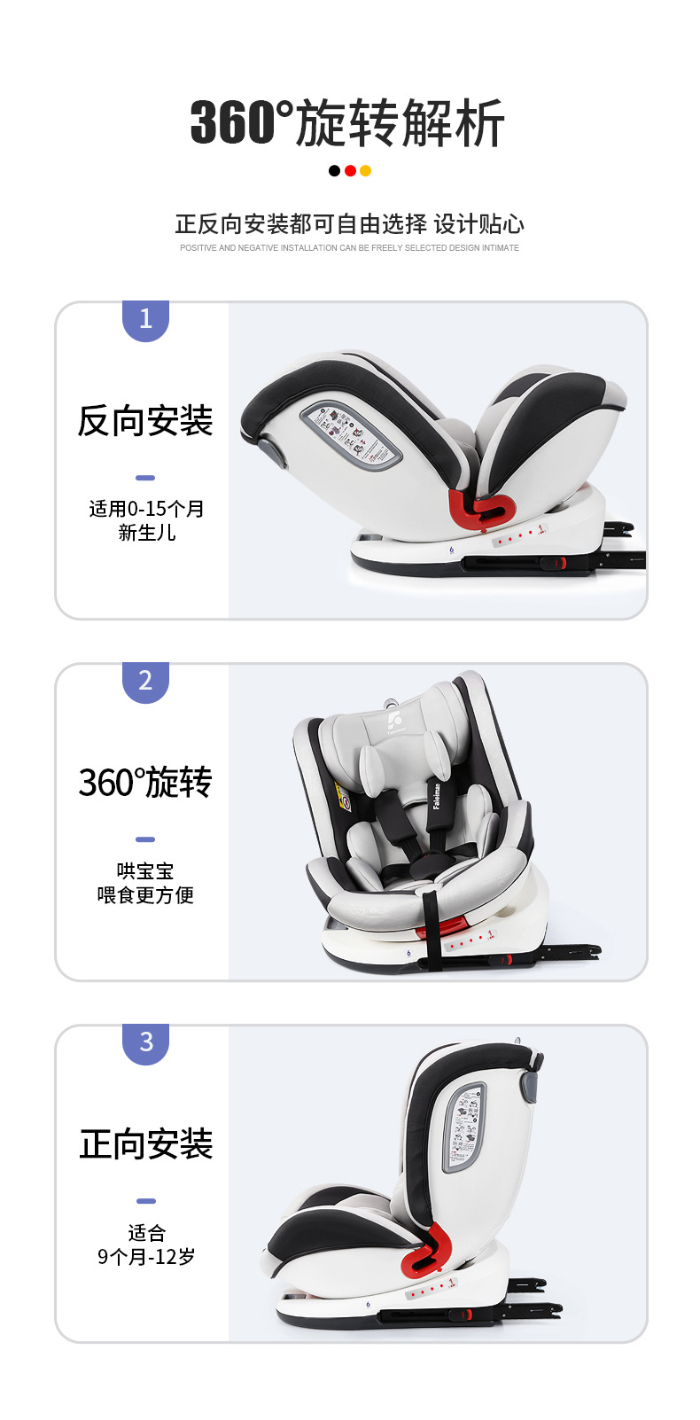 Faleiman Kidsren's Car Safety Seat 0-4-12 Years Old Baby Seat Isofix Interface Car Spine Protector