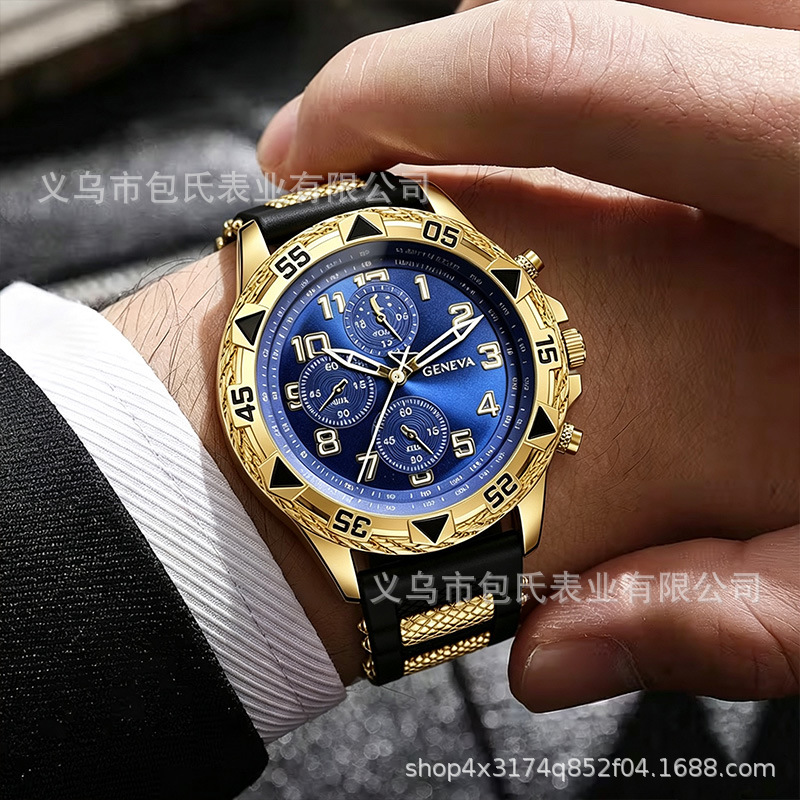 Cross-Border Hot-Selling Silicone Strap Men's Watch, Business Style Large Dial Watch, Men's High-End Quartz Watch Wholesale