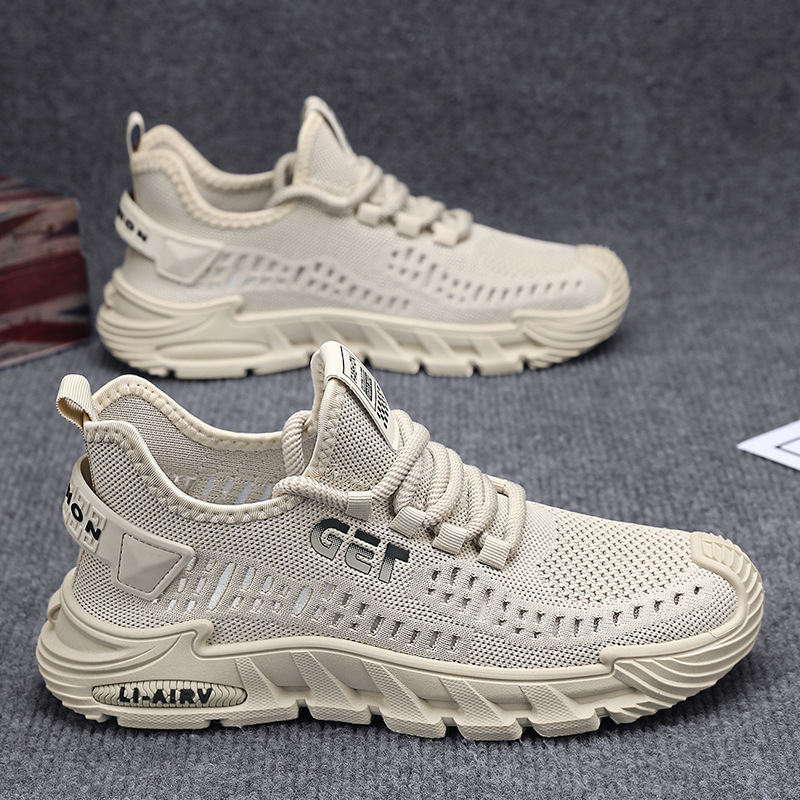 Summer Men's Breathable Flying Mesh Shoes All-match Students Running sneaker Soft Sole Casual Driving Live Men's Shoes