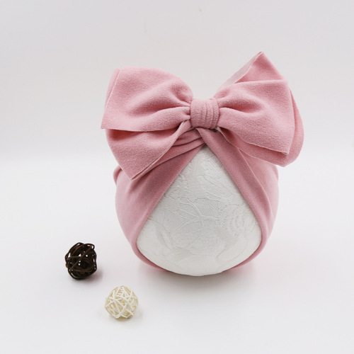 European and American new baby hats double-layer large bow pleated baby hooded hats newborn children Indian hats wholesale