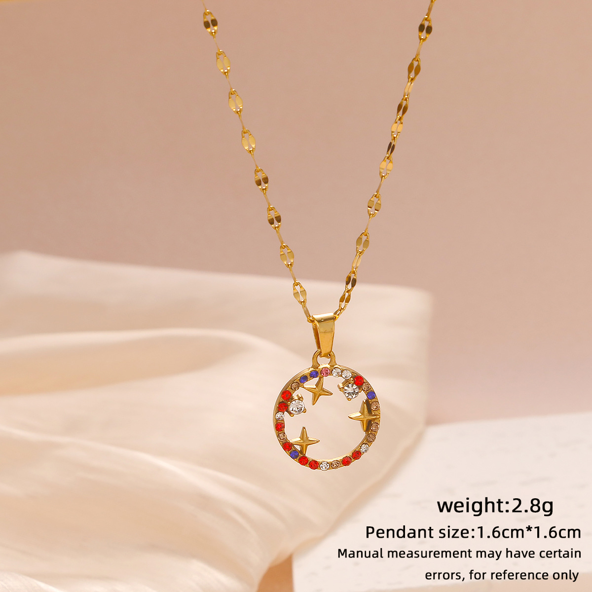 Real Gold Plated Plating Material Wholesale Jewelry Sweet Geometric Cross Titanium Steel 18K Gold Plated Pendant Necklace Cable Chain