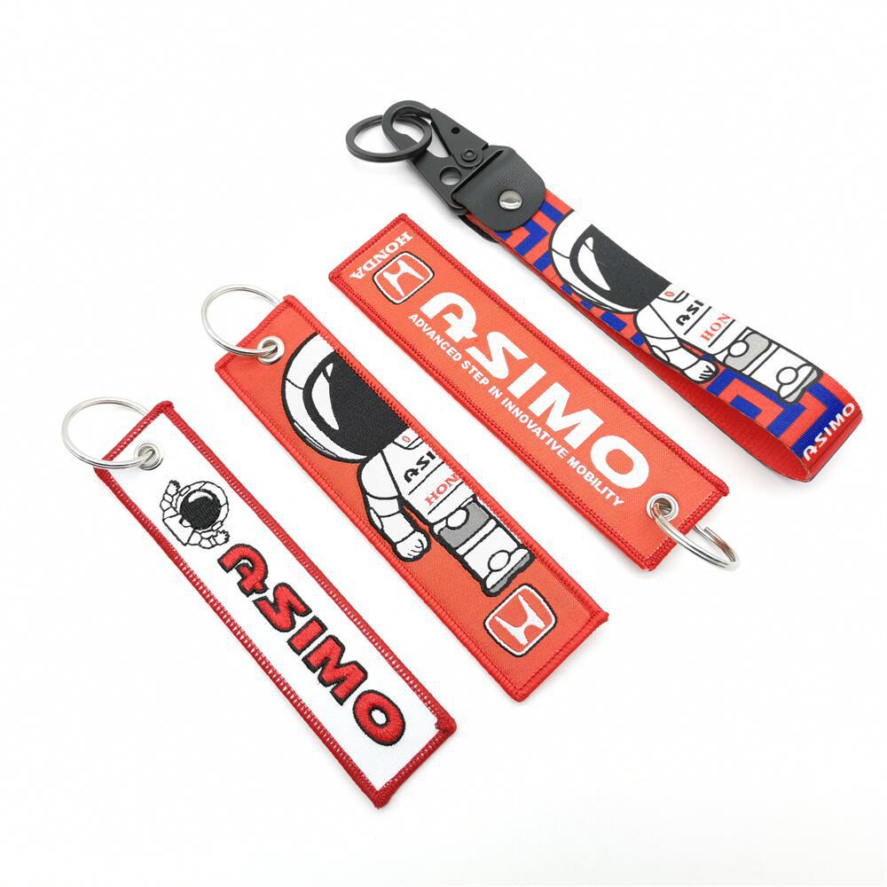 跨境热销ASIMO改装文化品牌刺绣电脑绣花钥匙扣钥匙挂件防丢失