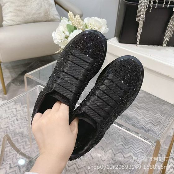 McQueen Diamond White Shoes Women's 2025 New Thick Bottom Increased White Shoes Color Changing Greta Casual sneaker