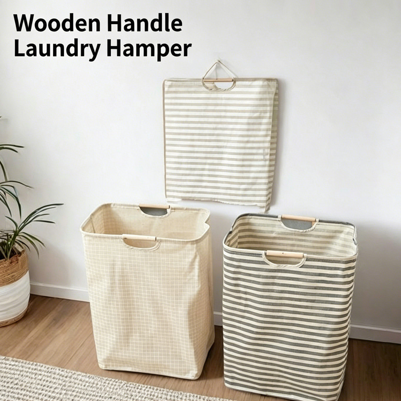 Foldable Wooden Handle Laundry Hamper Manufacturer
