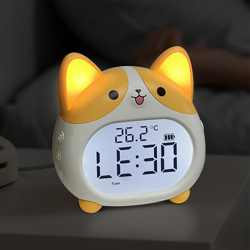 Corgi despertador inteligente para estudiantes dormitorios de secundaria secundaria para levantar artefactos mágicos cargar lindos dibujos animados reloj electrónico infantil