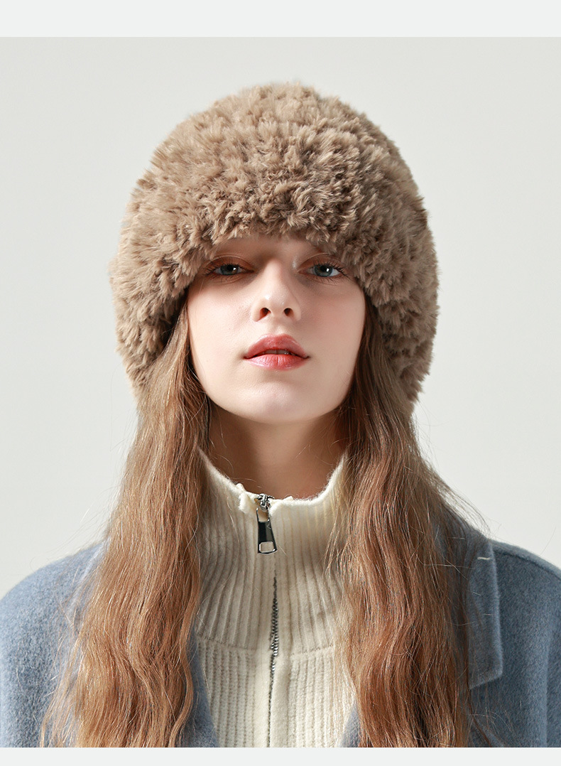 Grousskapp Wollfraen, villfälteg Hierschtwinter, gestrickte Kutsch fir kleng Gesiichter a Wäermt, wäiss Plüschkältmütz_voghion.com