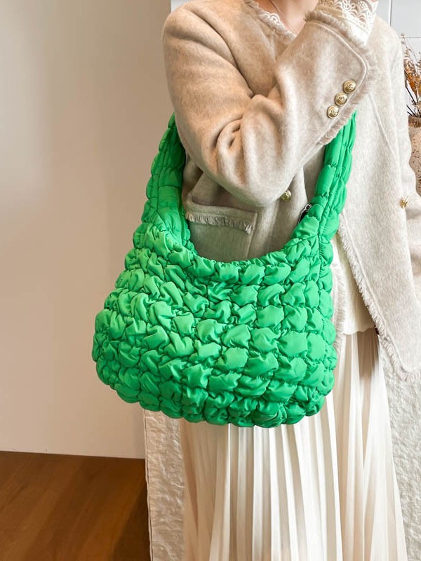 Bolso Cruzado Estilo Nube Plisado de Tela, Gran Capacidad con Cremallera, para Uso Diario y Trabajo