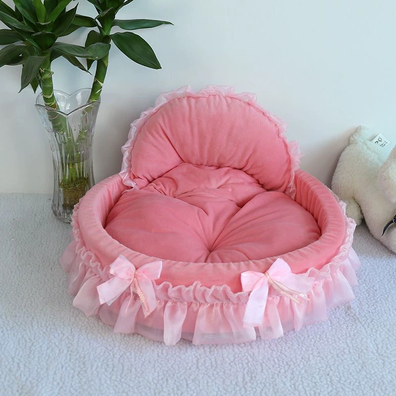 Лежанка-гнездо Princess Teddy для кошек и собак, теплая четырех сезонов, бархатная, с плюшевой игрушкой; цвета фуксия, фиолетовый, серый