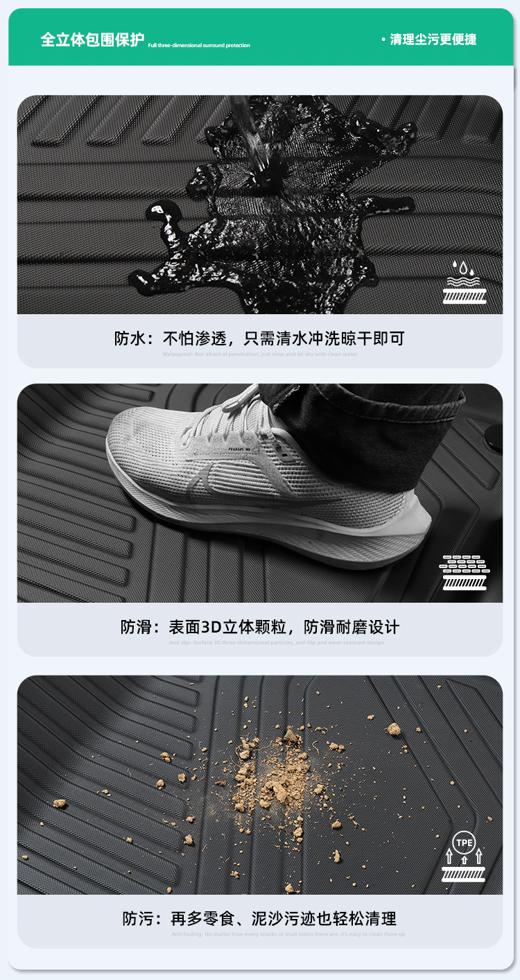 Suitable for 23-26 Models of Jetour Traveler/Shanhai T2 Car Floor Mats Tpe Floor Mats Trunk Mat