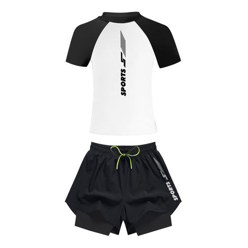 Men's Tiger Style Non-Embarrassing Swim Trunks with Top for Teenage Hot Spring Activities - Men's Swimwear Set