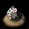 Fashionable zirconium, ring with stone, accessory, jewelry, European style, wish, flowered