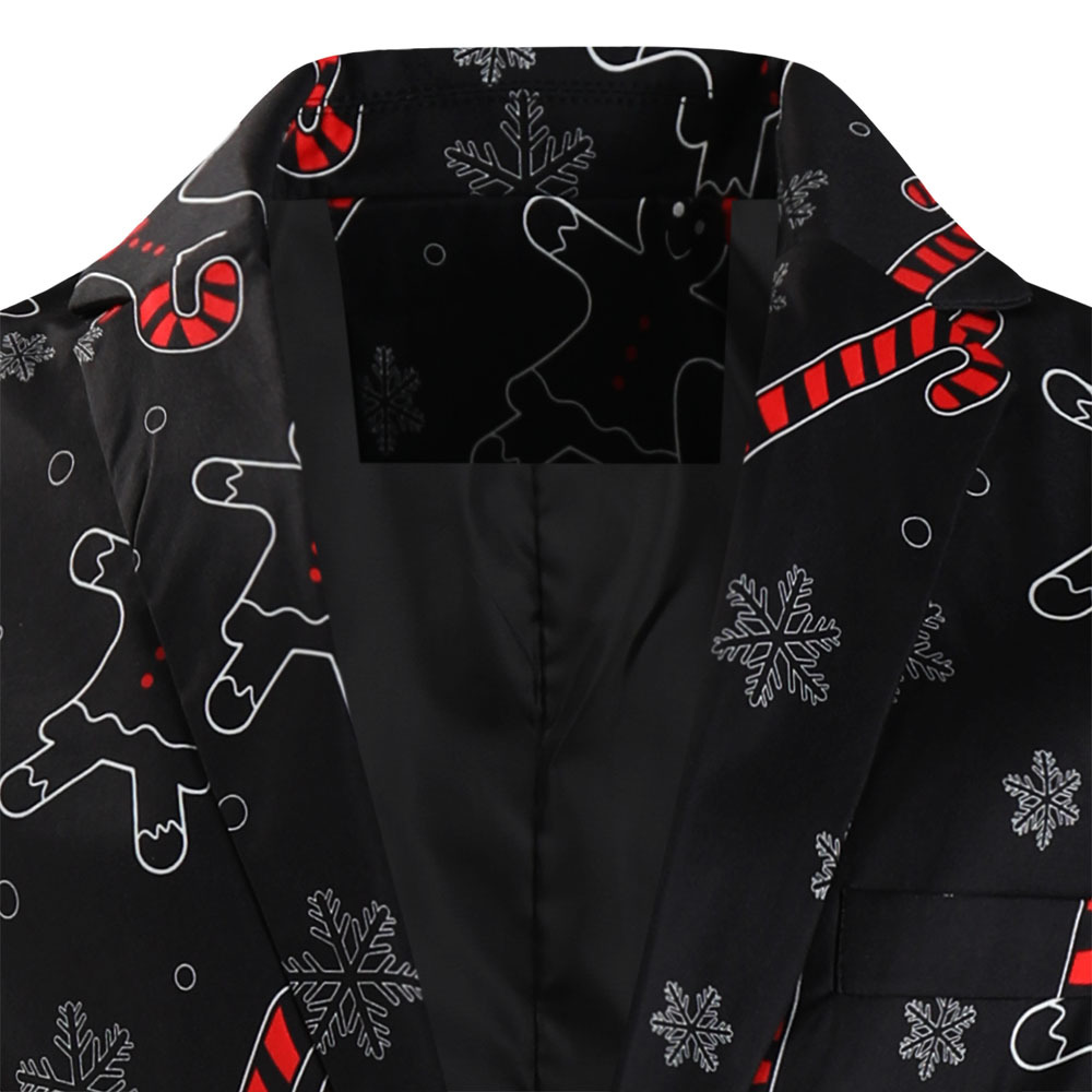 Men's Suit Jacket Christmas Print Single Blazer For Men_voghion.com
