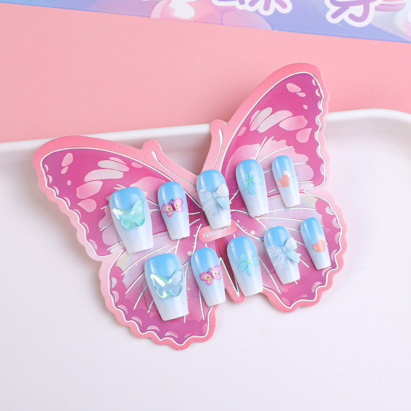Nuevos productos hechos a mano para usar uñas mariposa parche de manicura mariposa accesorios de dibujos animados para usar uñas falsas tridimensionales terminadas