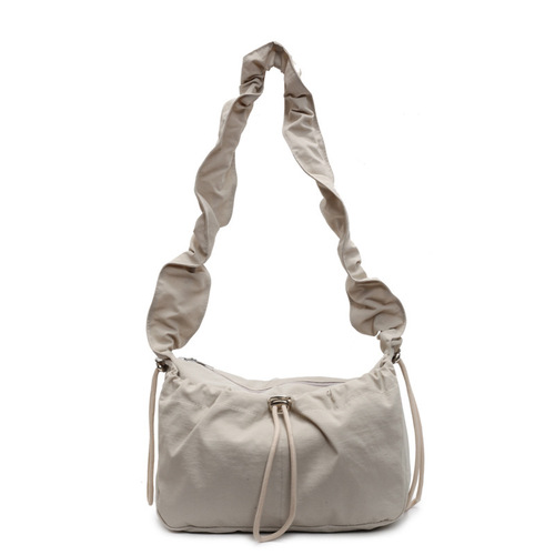 Casual Minimalist Pleated Single Shoulder Bag Spring Korean Version Lightweight Crossbody Canvas Bag Unique Design Single Shoulder Bag for Women