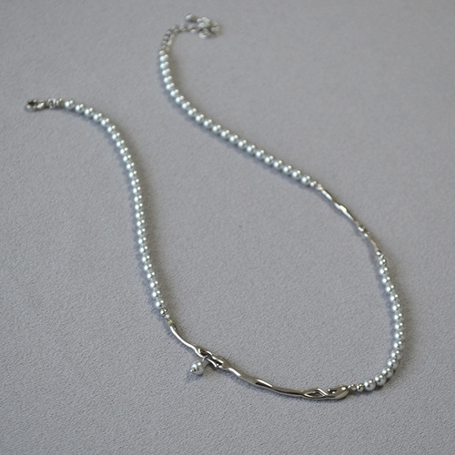 French niche literary retro brass gold-plated branch pearl splicing personality fashion high-end temperament necklace for women